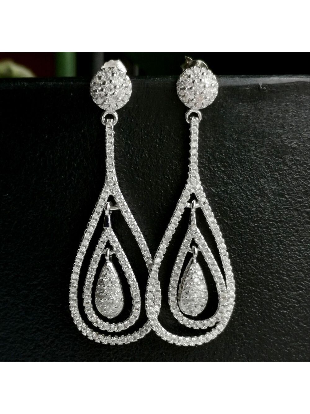 Art Deco CZ drop Earrings in Sterling Silver